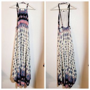 LuLu's Maxi Halter Dress Size XS Bohemian Paisley Open Back Boho Sun Dress